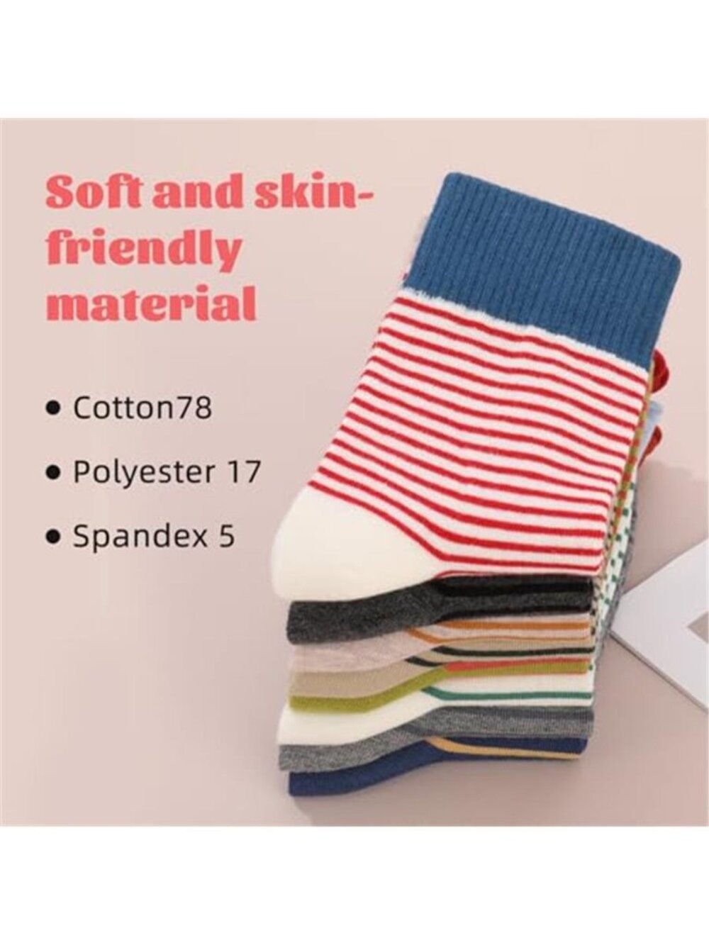 8 Pairs Retro Striped Socks for Women - Colorful Striped Crew Sock, Vintage - Picture 6 of 6